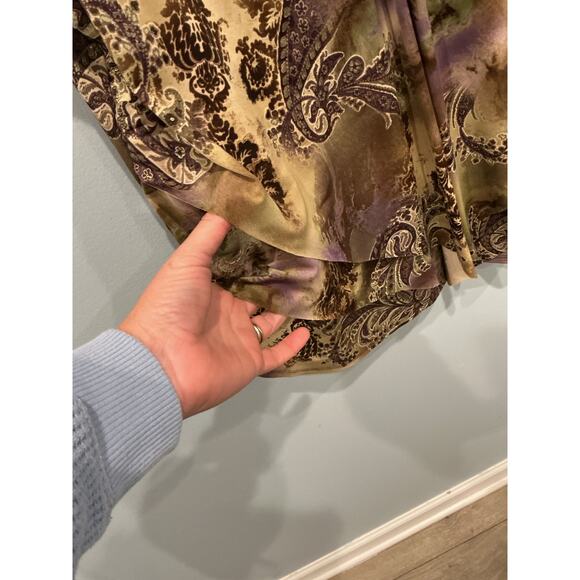 Vintage Dressbarn Womens Beaded Fairy Grunge Top Plus Size 2X Green Brown Sequin - Picture 7 of 9